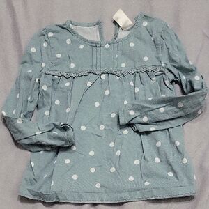 OshKosh B'gosh Light Blue Polka Dot Long Sleeve Tee